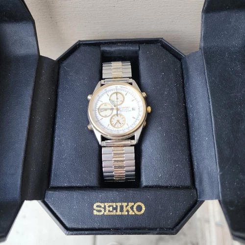 Seiko Men's Wristwatch White Dial Quartz Chronograph Watch 7T32-7A49 Untested