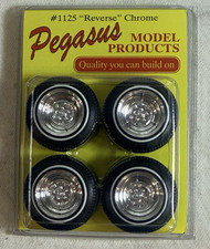 Pegasus 1125 Chrome Reverse Tires Wheels Model Kit Parts Rims 125 124 New