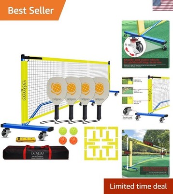 All-in-One Portable Pickleball Set with Steel Frame and Wheels for Easy Play