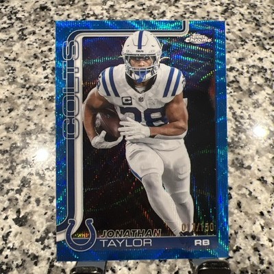 2025 Topps Chrome Football Jonathan Taylor Blue Wave Refractor /150 Colts #130