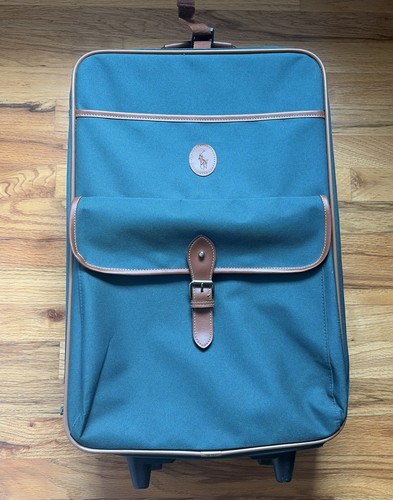Polo Ralph Lauren Vintage Green Wheeled Travel Bag Luggage with Retractable Hand
