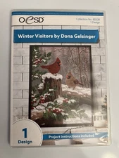 OESD Winter Visitors tile scene, Machine Embroidery Cd, Used Once