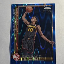 Zaccharie Risacher Rookie 2025 Topps Chrome #2 Blue Wave Refractor /150 Hawks