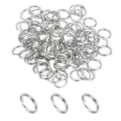 Round Split Ring, 100 Pcs 10 mm Small Split Ring with Double Loops Silver