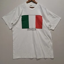 VTG Single Stitch Italia T Shirt XL White Screen Stars Italian 80s 90s Collector