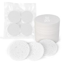 50-Count Compressed Facial Sponges,100 Natural Cellulose Cosmetic Make up Spong