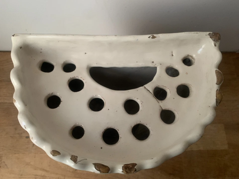 ancienne bouquetière murale à poser en faience , décor fleuri - Photo 4/4