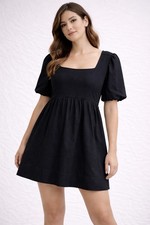 Oak + Fort Black Babydoll Mini Dress Women Size S (E55)
