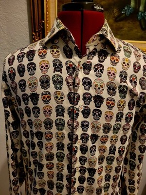 Lansky Bros. Limited Edition Mens Skull Dress Shirt M Long Sleeve Elvis Presley