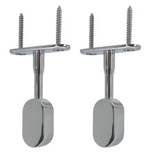 2 Pack Oval Closet Rod End Hanger, 15mm x 30mm, Polished Chrome, Bracket