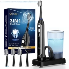 Electric Toothbrush with Water Flosser, 40000 VPM Sonic Flossing Toothbrush C...