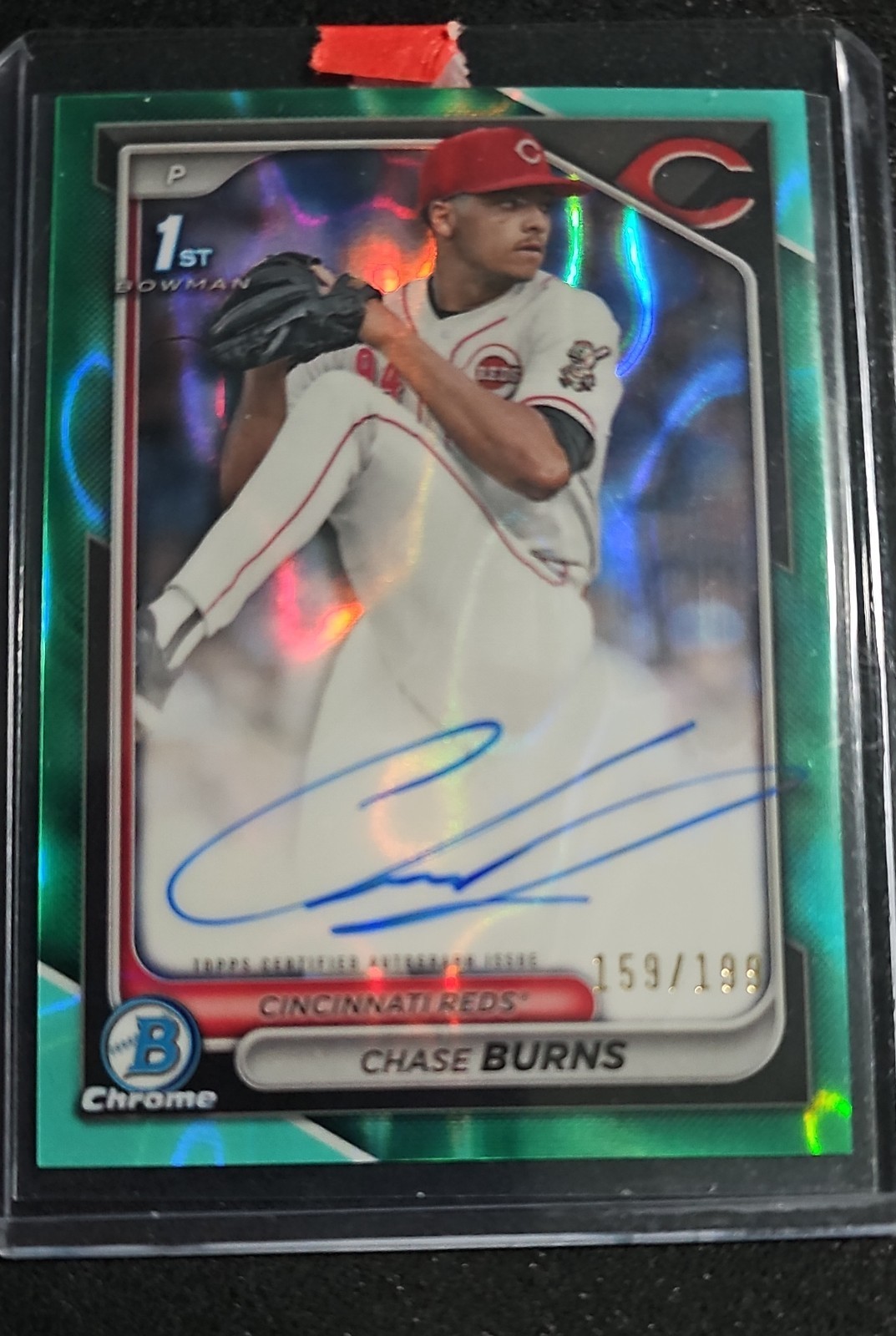 2024 Bowman Draft - Chrome Prospect Autographs Chase Burns CPA-CB Aqua Lava /199