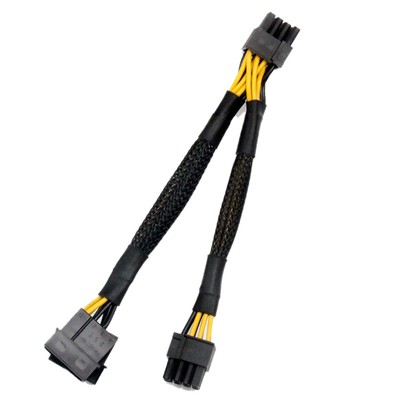 Dual 4Pin IDE Molex to GPU Dual 8Pin(6+ 2)Pin  Supply Cable PCI-E PCI9011