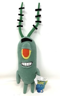 Vintage Stuffed Plush Plankton Spongebob Squarepants 15  2003 Bendable Antennae