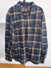 Orvis Mens Gray Black Plaid Flannel ButtonUp Shirt Pockets Size XL heavy duty