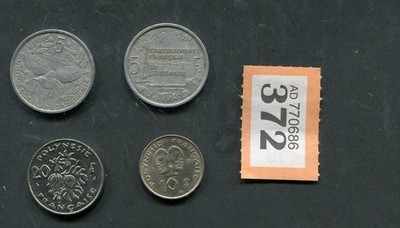 Lot 4 Münzen Neukaledonien und Französisch-Polynesien