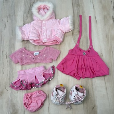 Build-A-Bear Workshop BABW 7pc Pink Clothing Lot Skechers Puffer Coat Skirt Tops