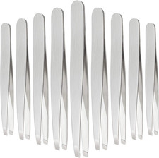 12 Pcs Eyebrow Tweezers Set for Facial Hair Stainless Steel Slanted Tip Tweezers