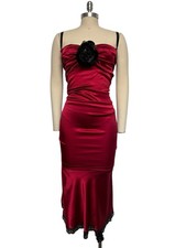 Vtg Dolce & Gabbana D&G Red Silk Flower Dress 44 L