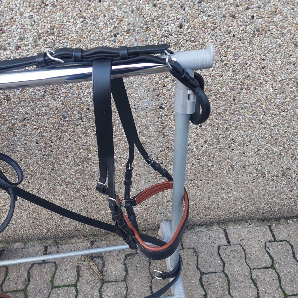 Top Einspänner Leder Brustblatt Geschirr Mini Shetty schwarz/braun quick out - Bild 3 von 4