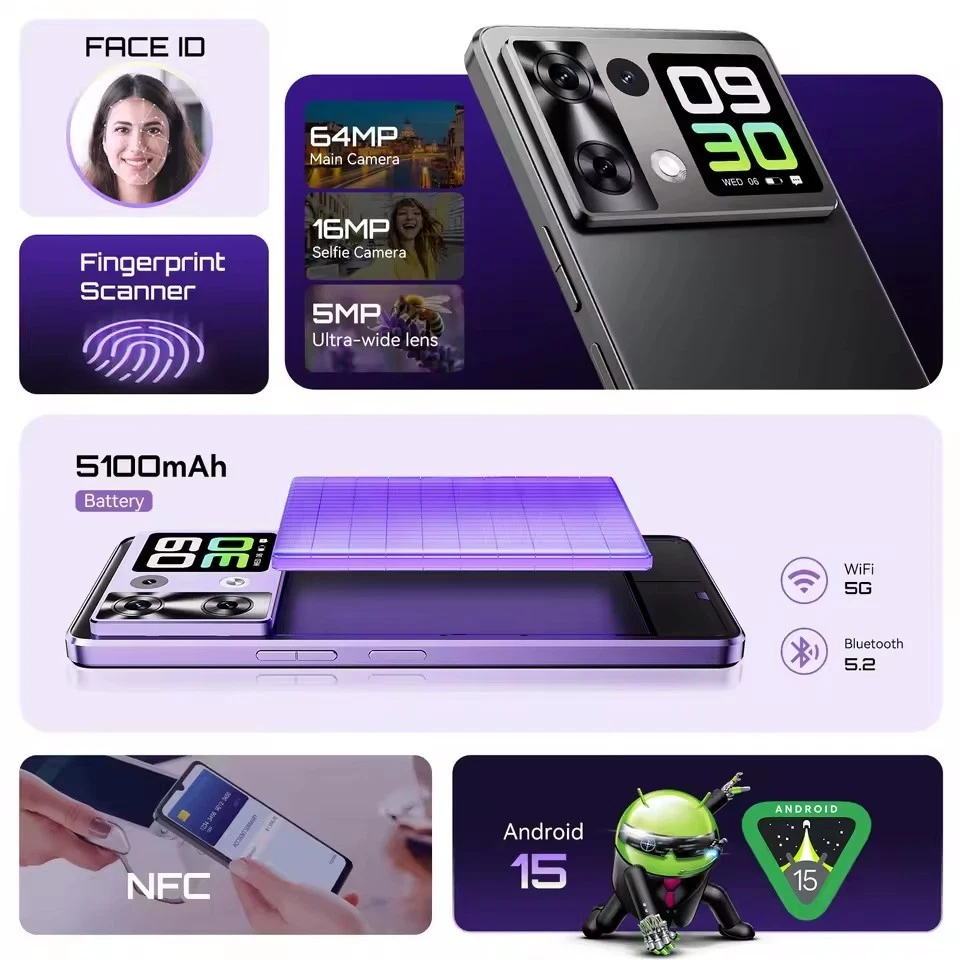 Cubot P90 Smartphone Dual Speakers 24GB+256GB 6.88" HD+ 120Hz 64MP 5100mAh NFC - Image 3 of 4