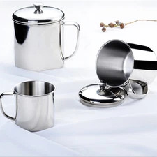 1X Stainless Steel Coffee Mug Drinking Cup Tea Cup With Lid Home Travel 7-12cm