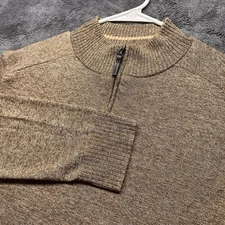 Smartwool Sparwood 1/4 Zip Sweatshirt Mens Large Brown Beige Merino Wool Blend