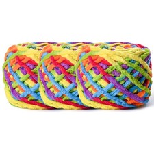 3 Pack Plush Chenille Chunky Yarn 100g 49.2yd - Fluffy Velvet Craft Crochet