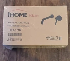 iHome Adore Double Hole Single-Handle Wall Mount Bathroom Faucet in Matte Black