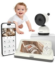 Smart Baby Monitor with Camera and Audio WiFi No-WiFi Modes AI Beige