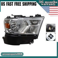 Chrome Passenger Side Headlight For 2019 2020 2021-2023 Dodge Ram 1500 Halogen