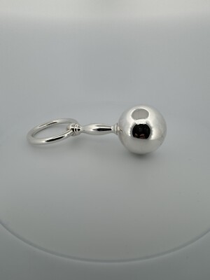 TIFFANY STERLING SILVER ~ BABY RATTLE BARBELL RING LARGE ~ pouch