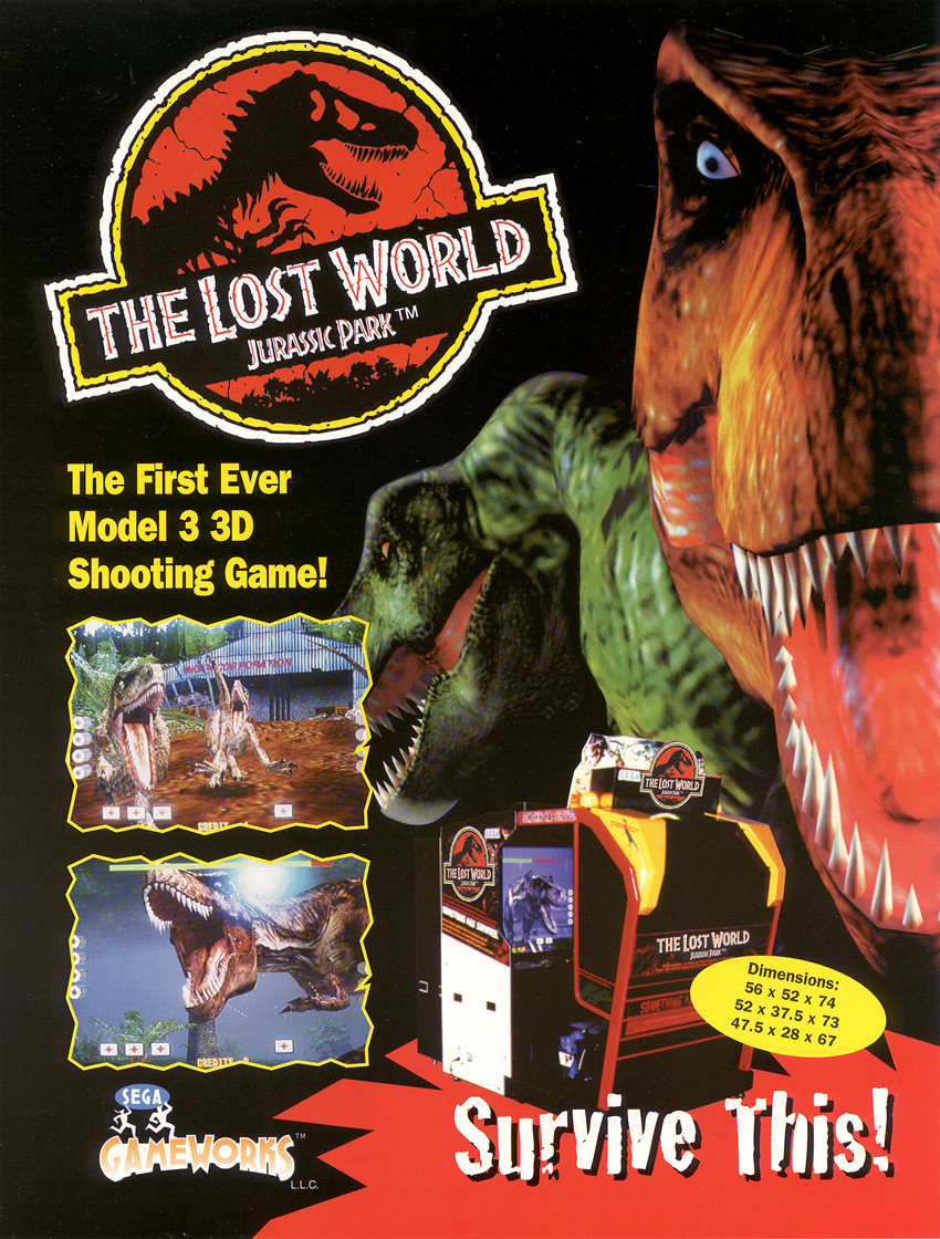 Jurassic Park The Lost World Arcade Game FLYER Original 1997 NOS