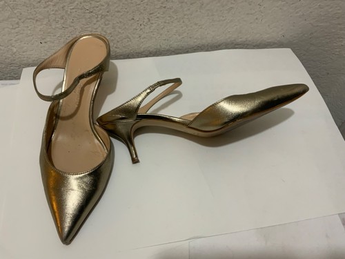 CLUB Monaco women kitten gold low heels shoes 36.5B made in Italy - Picture 2 of 7