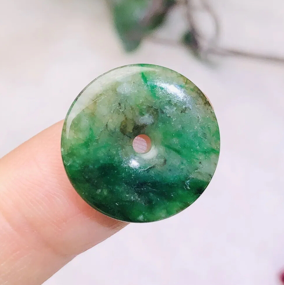 Natural jade Harmony pendant jadeite donut New Year Christmas present Man woman