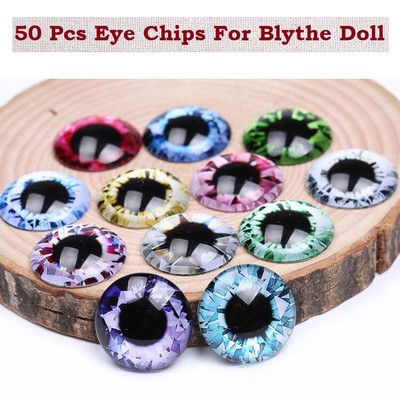 14 mm Augen Chips für Blythe Puppe 50 Stück Designbild Cabochon Glas Zubehör