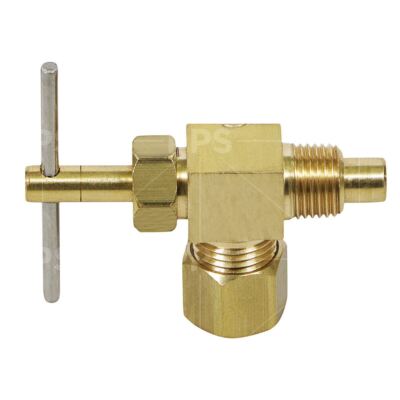 Midline Valve 1/4'' OD COMP X 1/8'' MIP Angle Needle Valve, W/Extension Lead Free
