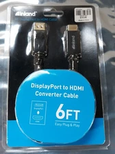Inland 6ft. DisplayPort to HDMI Converter Cable NEW *SEALED*