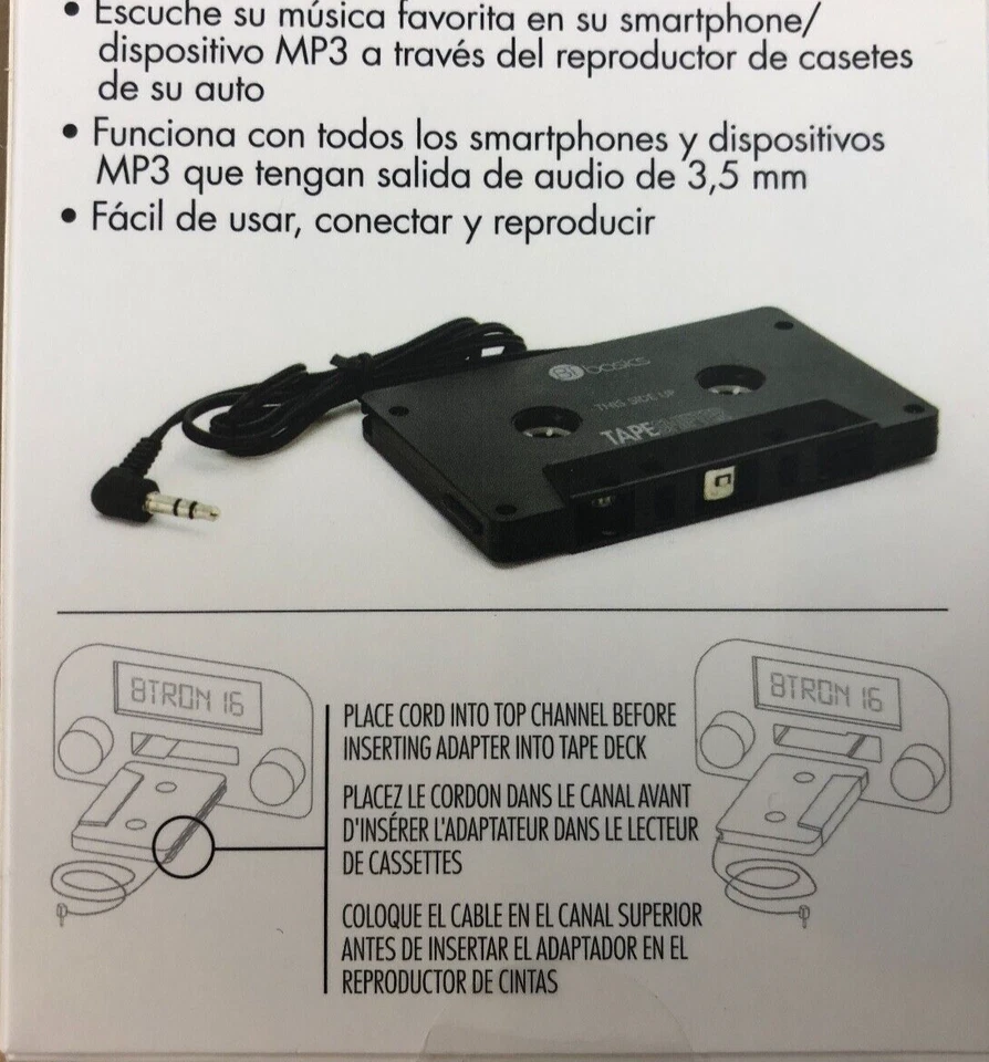Adaptador de cinta de casete 3,5 mm AUX reproducción de audio música iPod DVD reproductor de CD teléfono a coche Foto 2 de 3