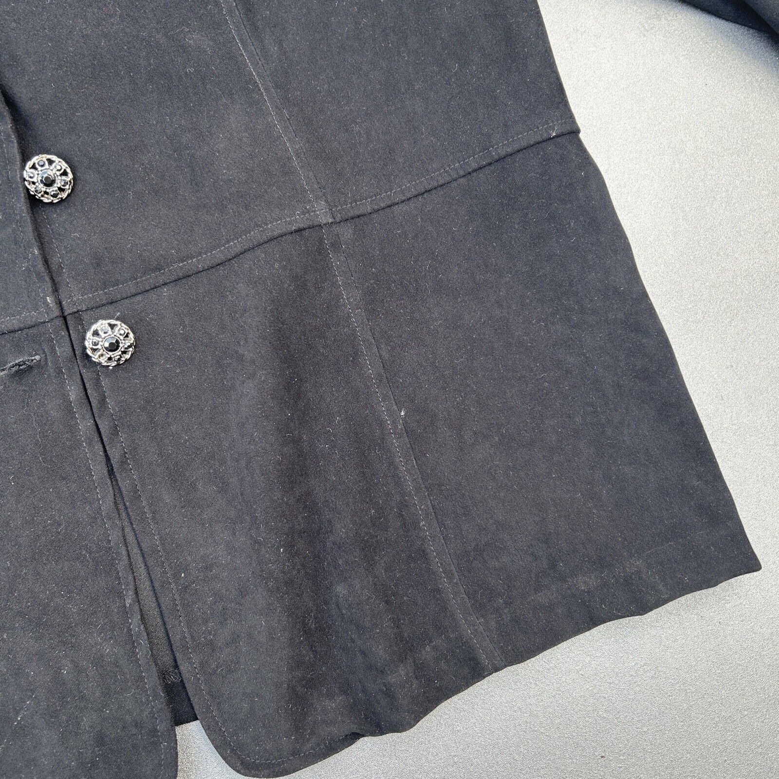 Notations Black Rhinestone Button Up Lightweight … - image 3