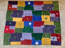 Linens N Things Patckwork Velvet Blanket Quilt Throw Tablecloth Christmas