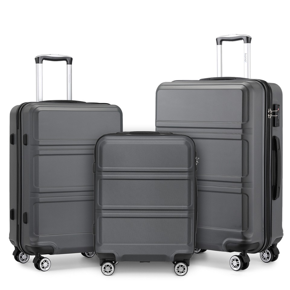 20+24+28Inch Hard Shell ABS 4 Wheels Suitcase Set Cabin Hand Luggage