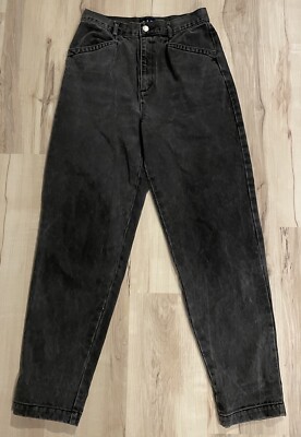 Vintage Gap Baggy Taper Leg Jeans Size 9/10 High Rise Faded Black Retro 80s  90s