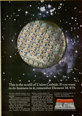 1967 Union Carbide Basic Chemicals Elements Raw Materials M-979 Vintage Print Ad