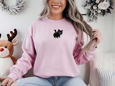 Black Cat Sweatshirt  Fun  Cozy Embroidered Cat Design  Soft, Durable Apparel