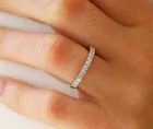 1 CT Round Cut Moissanite Half Eternity Wedding Band Ring 14K White Gold Plated