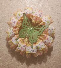 Butterfly Wreath - Green - Spring - Deco Mesh and Ribbon