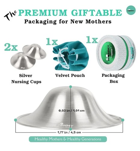 Go Mommy The Original Silver Stillschalen Brustwarzenschutz NEU versiegelt