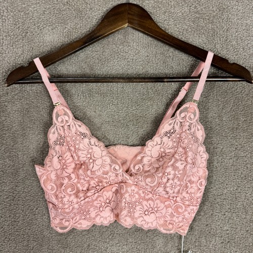 HAH by Free People Smarty Bralette Bra XS Copper Rose Floral Lace Wireless NEW - Picture 2 of 10