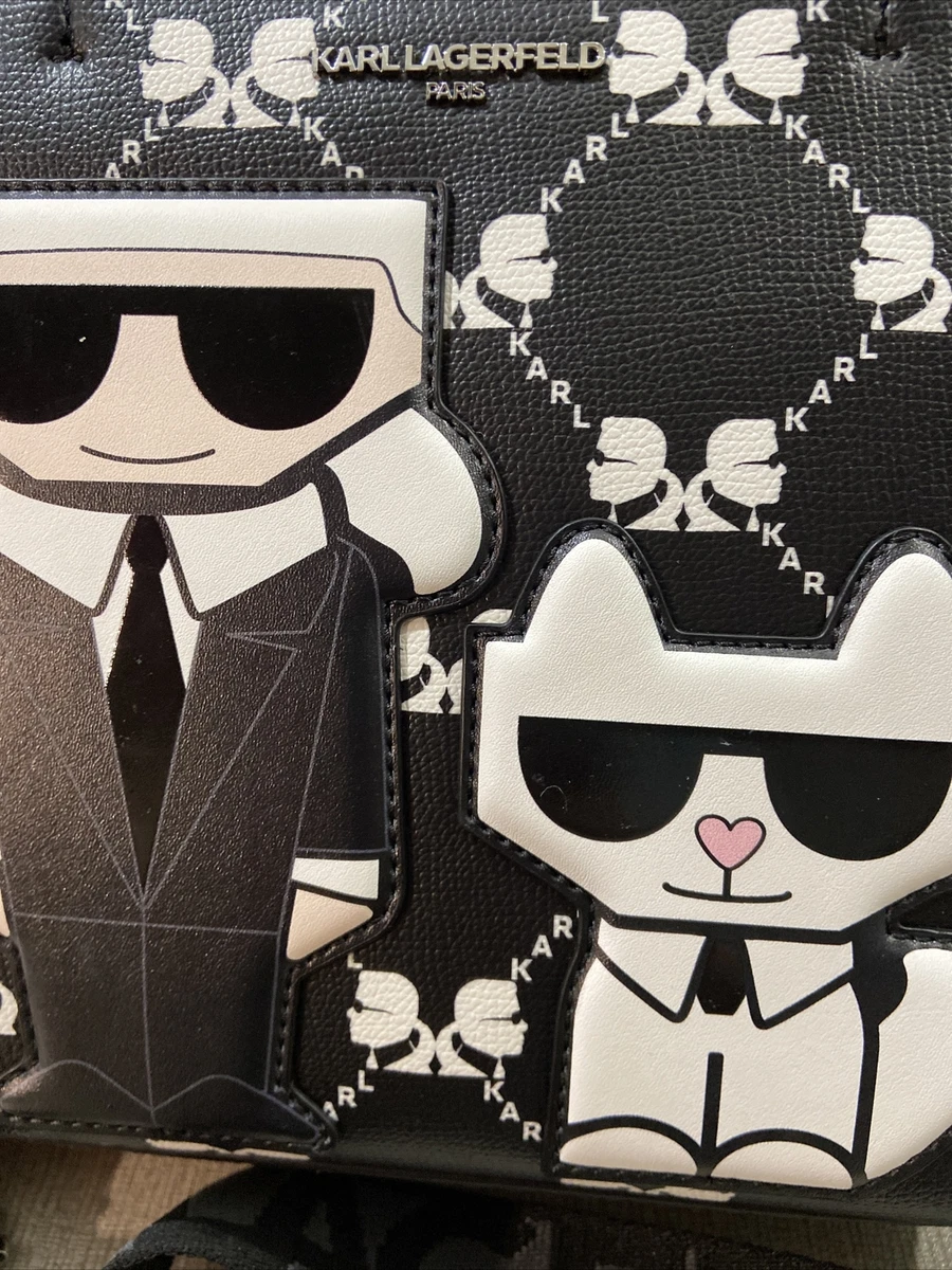NWT KARL LAGERFELD PARIS Monogram Karl & Cat Maybelle Black/White 